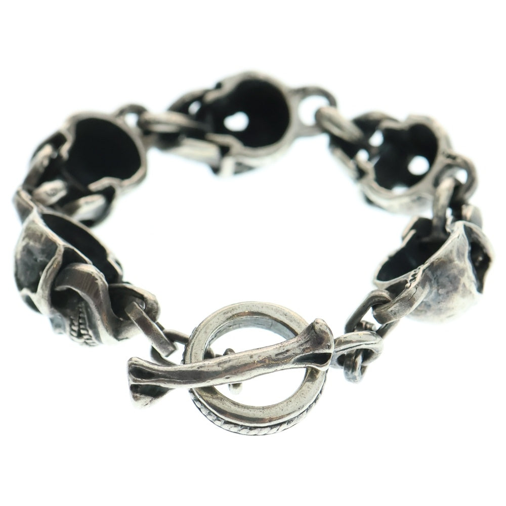 Leathers and Treasures(レザーズアンドトレジャーズ) Small Skull Link Bracelet スモールスカルリンクブレスレット 5Link シルバー
