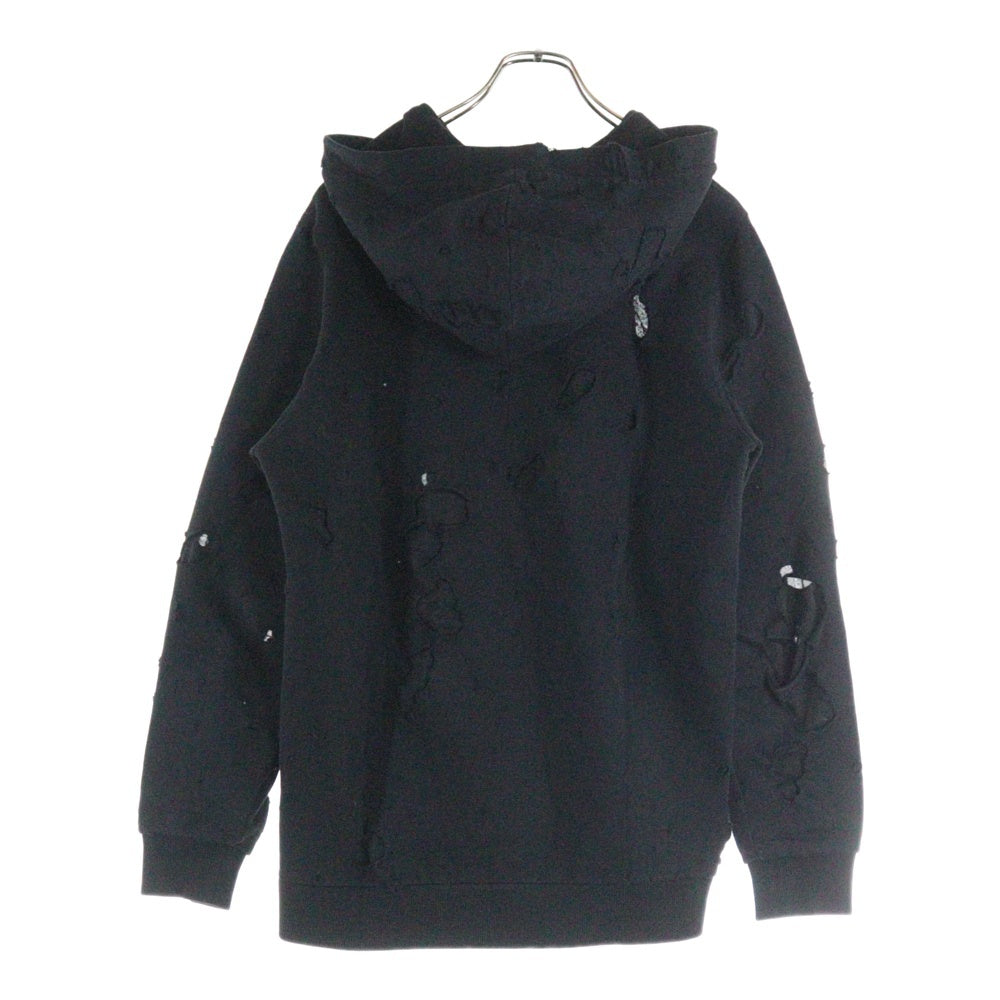 GIVENCHY(ジバンシィ) 15AW Destroy Hoodie デストロイ加工 ロゴプリント プルオーバーパーカー フーディー ブラック 15W 7191 653