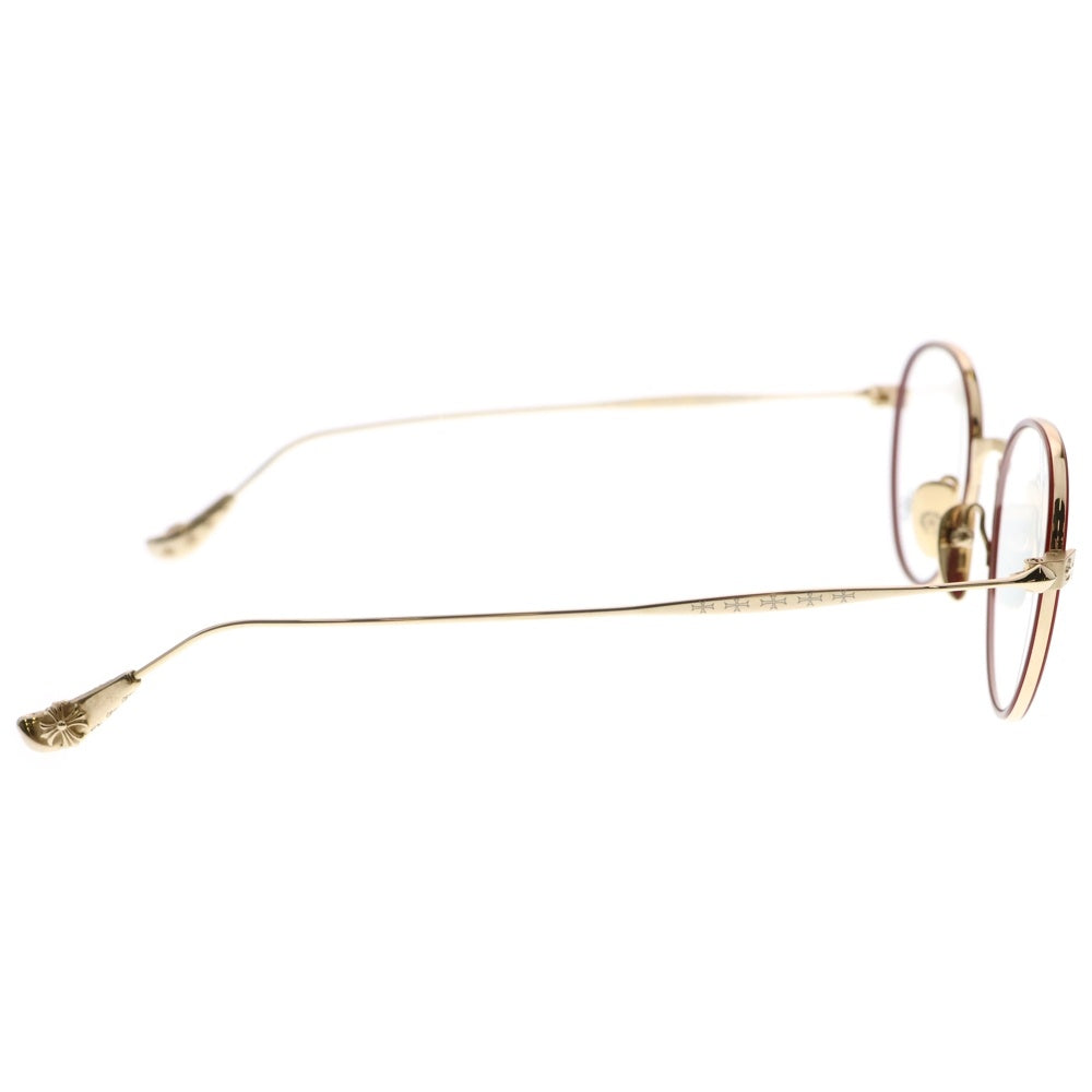 CHROME HEARTS(クロムハーツ) BONE PRONE IV 18KGP CHプラステンプルメタルフレームサングラス メガネ ゴールド/レッド