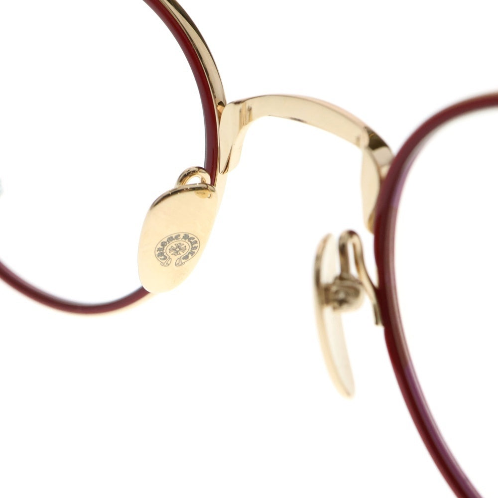 CHROME HEARTS(クロムハーツ) BONE PRONE IV 18KGP CHプラステンプルメタルフレームサングラス メガネ ゴールド/レッド