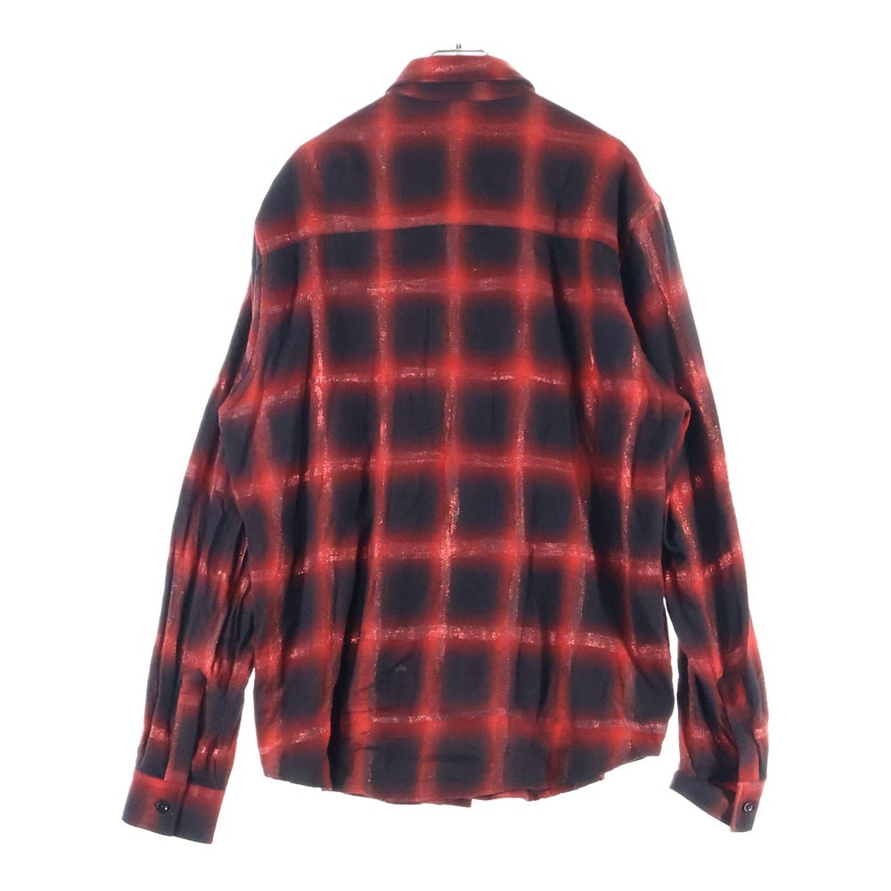AMIRI(アミリ) Glitter Loose Fit Plaid Shirt グリッター 長袖チェックシャツ レッド