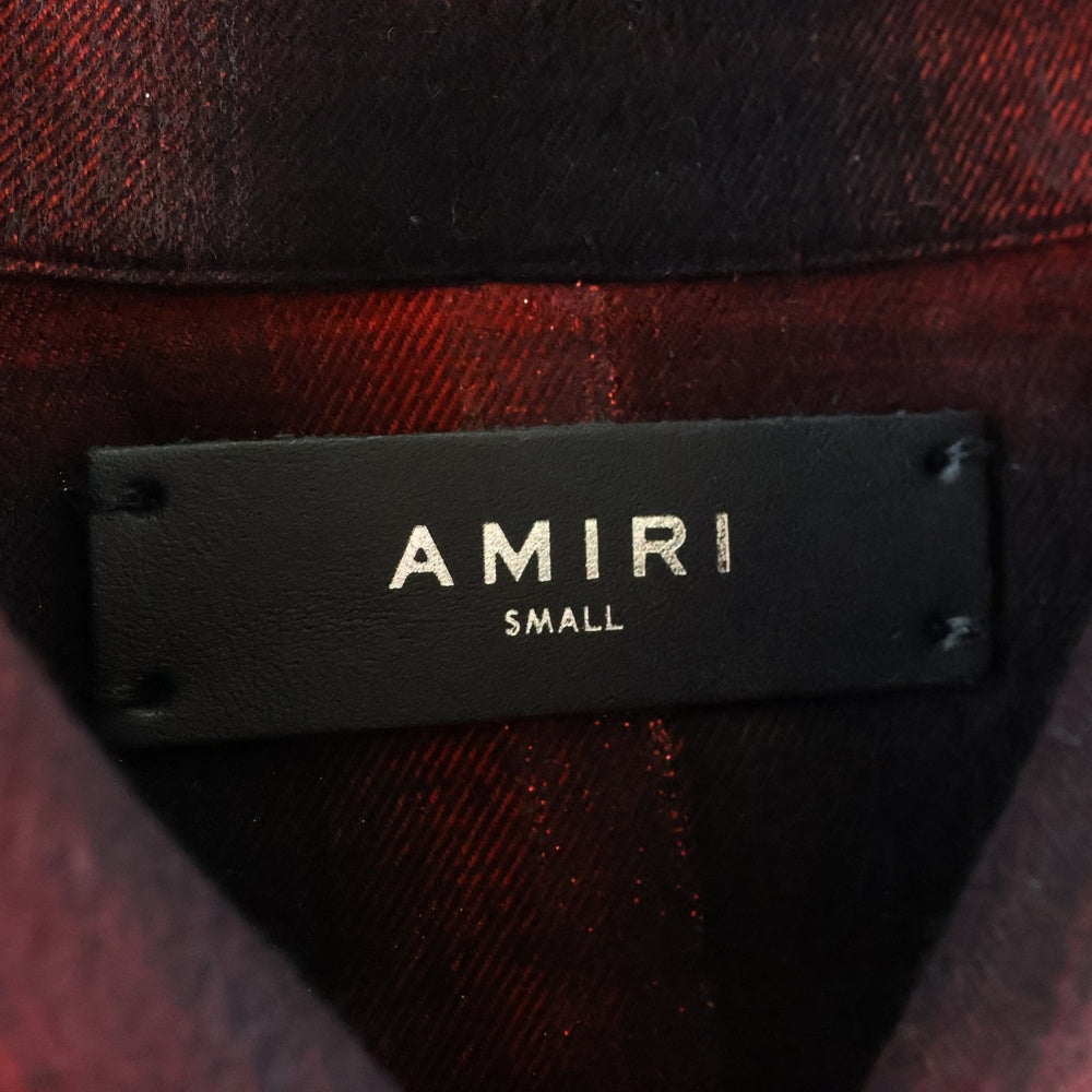 AMIRI(アミリ) Glitter Loose Fit Plaid Shirt グリッター 長袖チェックシャツ レッド