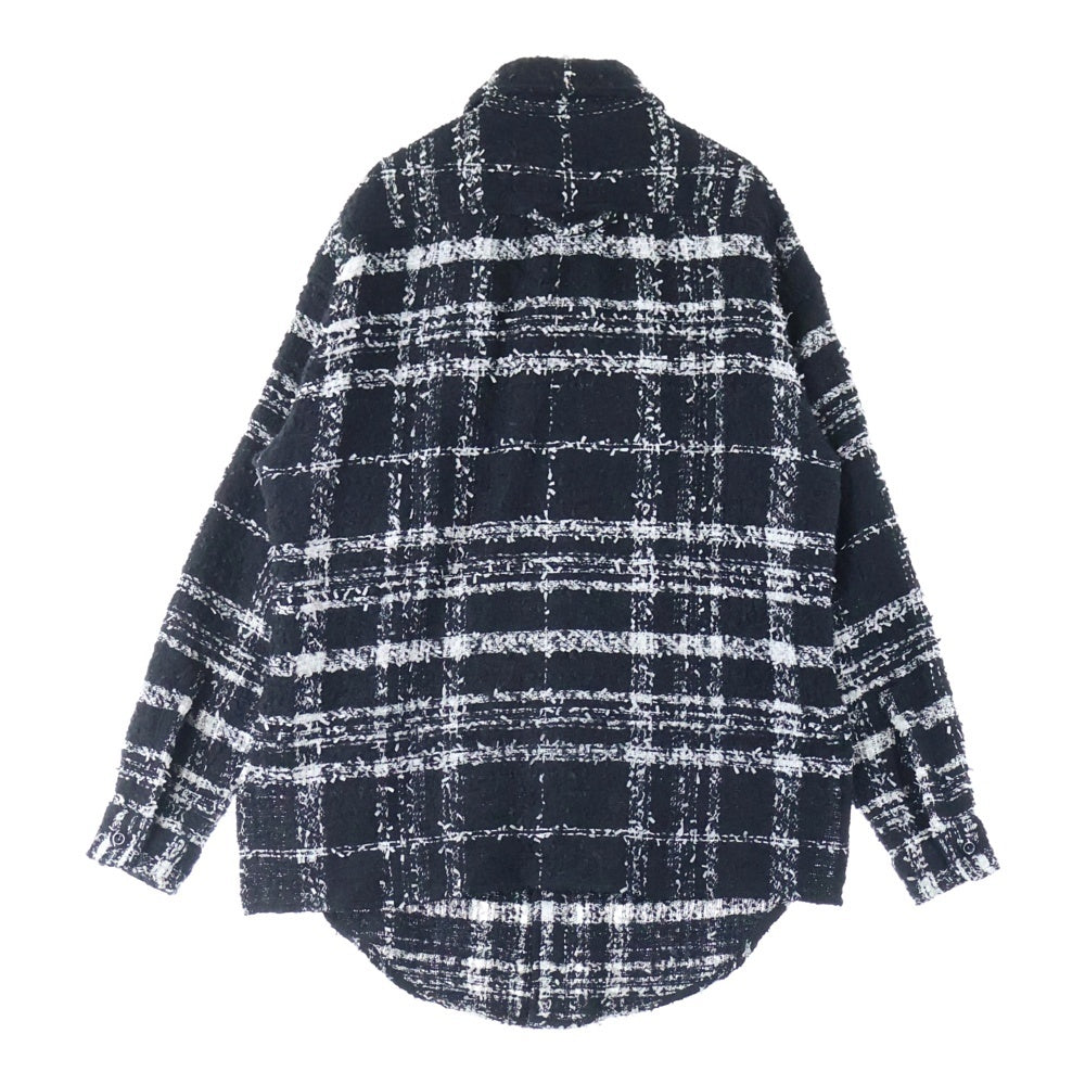 FAITH CONNEXION(フェイスコネクション) Tweed Overshirt ツイード オーバーサイズ長袖シャツ ブラック X1819T00009