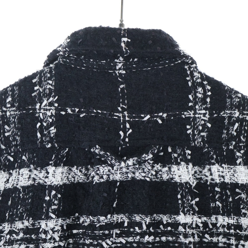 FAITH CONNEXION(フェイスコネクション) Tweed Overshirt ツイード オーバーサイズ長袖シャツ ブラック X1819T00009