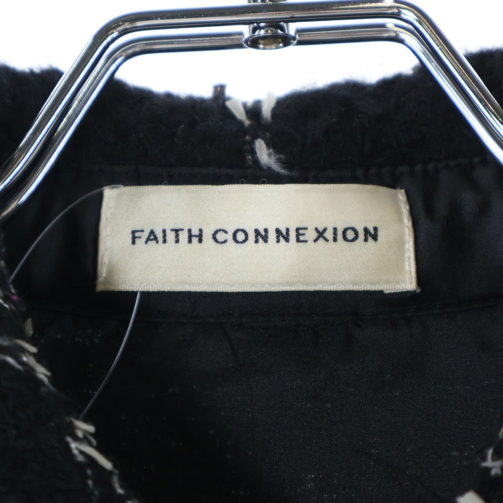 FAITH CONNEXION(フェイスコネクション) Tweed Overshirt ツイード オーバーサイズ長袖シャツ ブラック X1819T00009