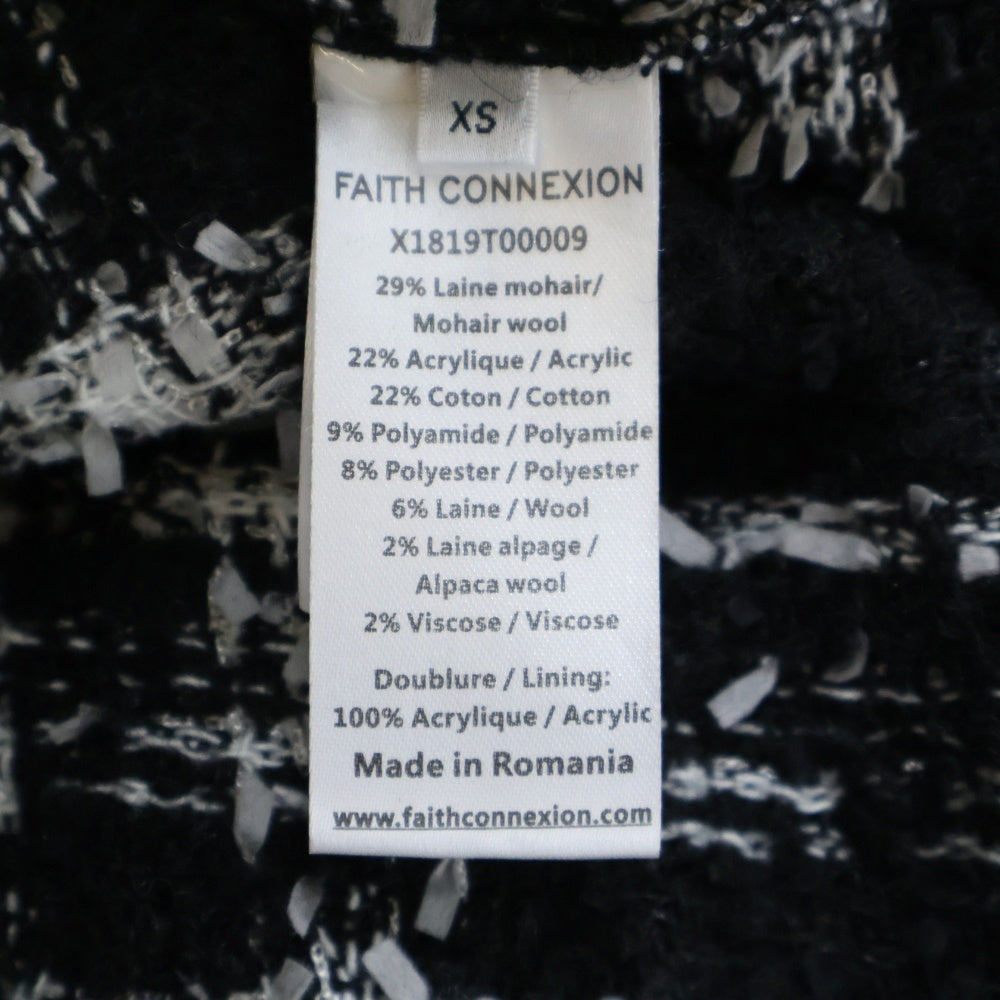 FAITH CONNEXION(フェイスコネクション) Tweed Overshirt ツイード オーバーサイズ長袖シャツ ブラック X1819T00009