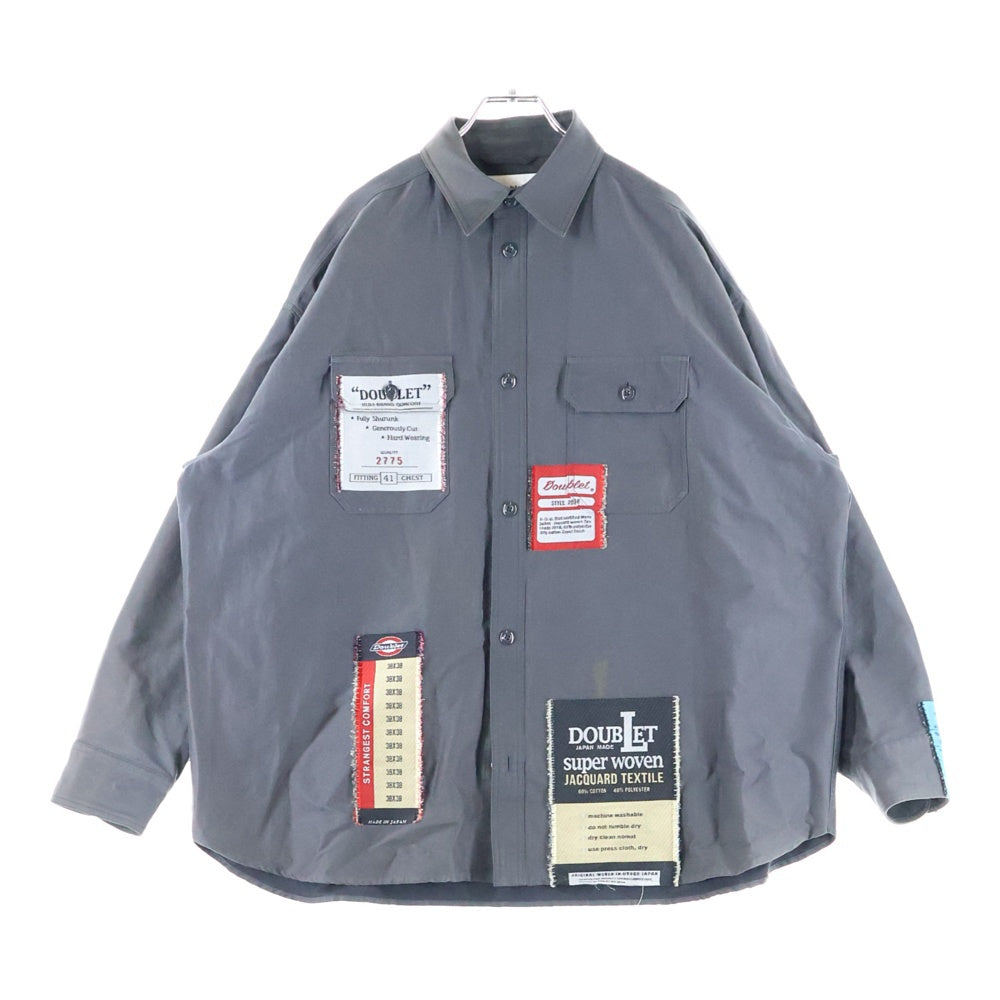 doublet(ダブレット) DEADSTOCK FLASHER JACQUARD SHIRT デッドストックフラッシャー ジャガード長袖シャツ グレー 18SS03Bl61