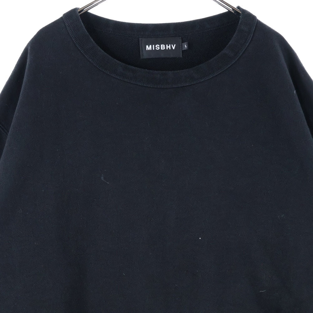 MISBHV(ミスビヘイブ) スタッズ装飾 クルーネックスウェットトレーナー ブラック