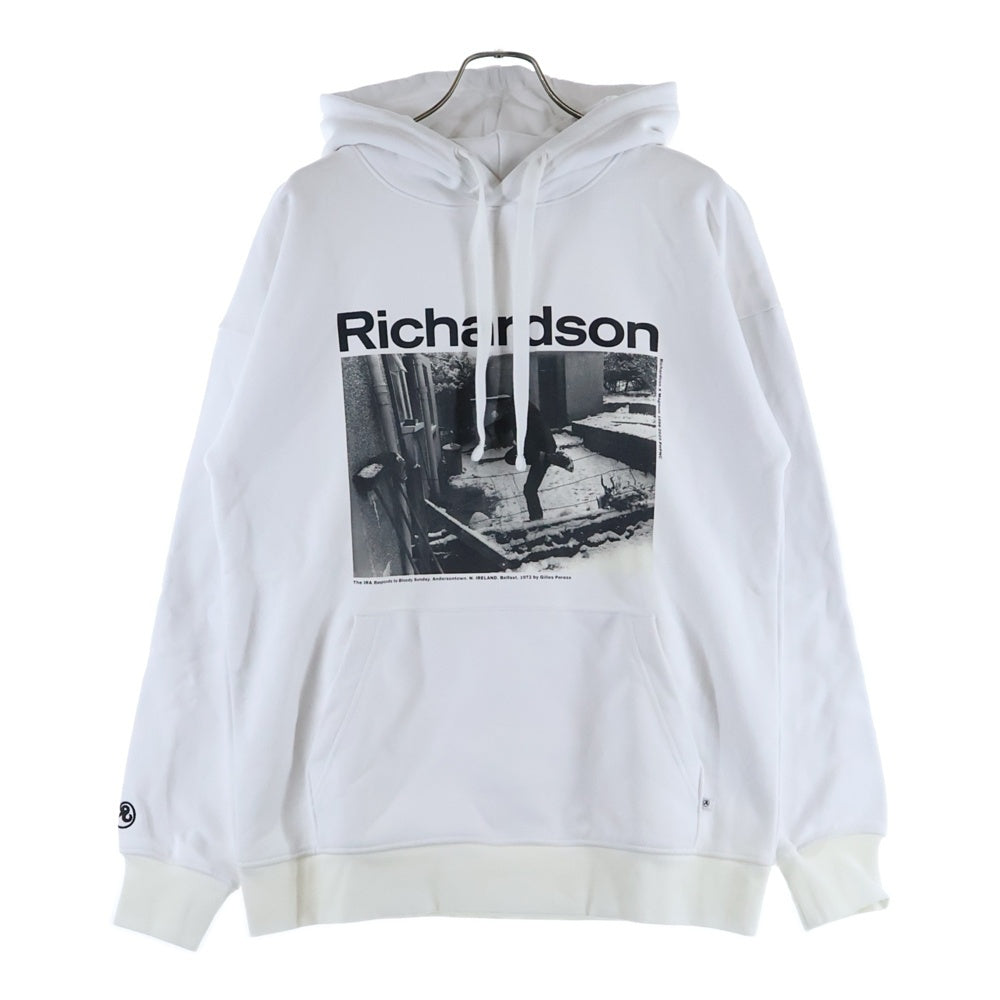 Richardson(リチャードソン) ×Gilles Peress Hooded Sweatshirt ×ジールペレス フーデッドスウェットシャツ フォトプリントプルオーバースウェットパーカー ZPM-81100-A ホワイト
