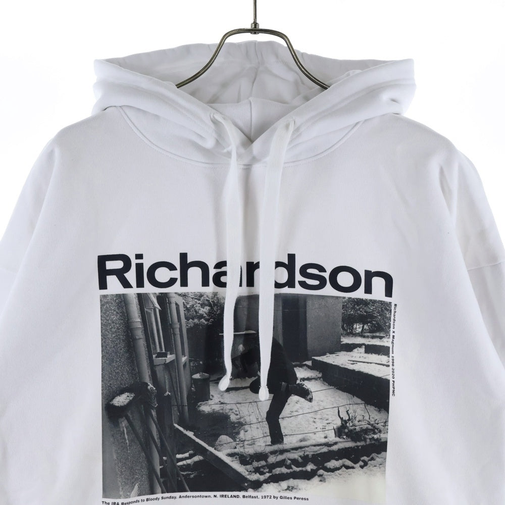 Richardson(リチャードソン) ×Gilles Peress Hooded Sweatshirt ×ジールペレス フーデッドスウェットシャツ フォトプリントプルオーバースウェットパーカー ZPM-81100-A ホワイト
