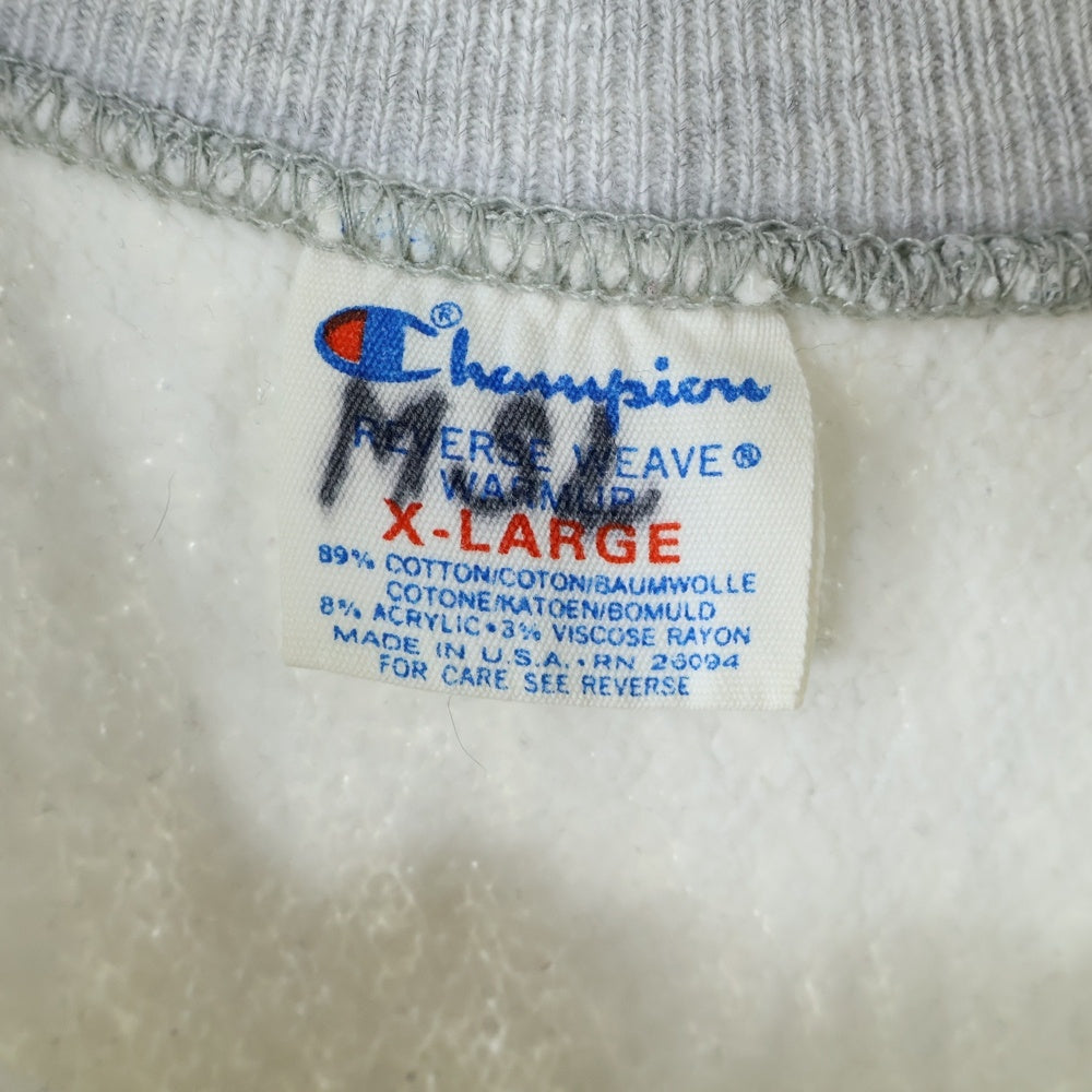 CHAMPION(チャンピオン) 80s Reverse Weave Michigan Rose Bowl リバースウィーブ ミシガンローズボール ロゴプリントクルーネックスウェットシャツ グレー