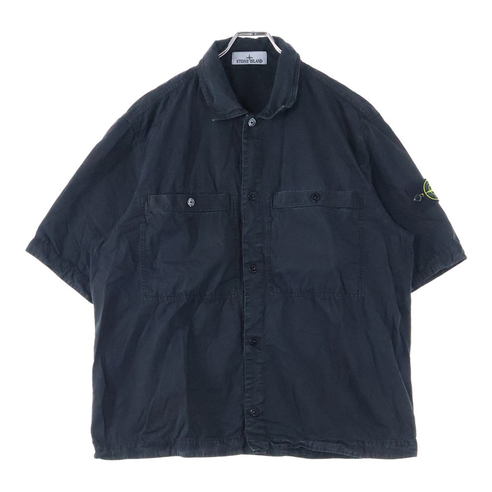 STONE ISLAND(ストーンアイランド) Cotton Canvas Shirt ブラッシュ加工 コットンキャンバスシャツ ブラック K1S151200029 S00WN