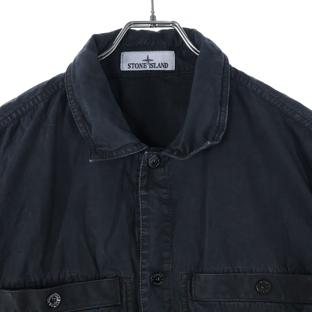 STONE ISLAND(ストーンアイランド) Cotton Canvas Shirt ブラッシュ加工 コットンキャンバスシャツ ブラック K1S151200029 S00WN