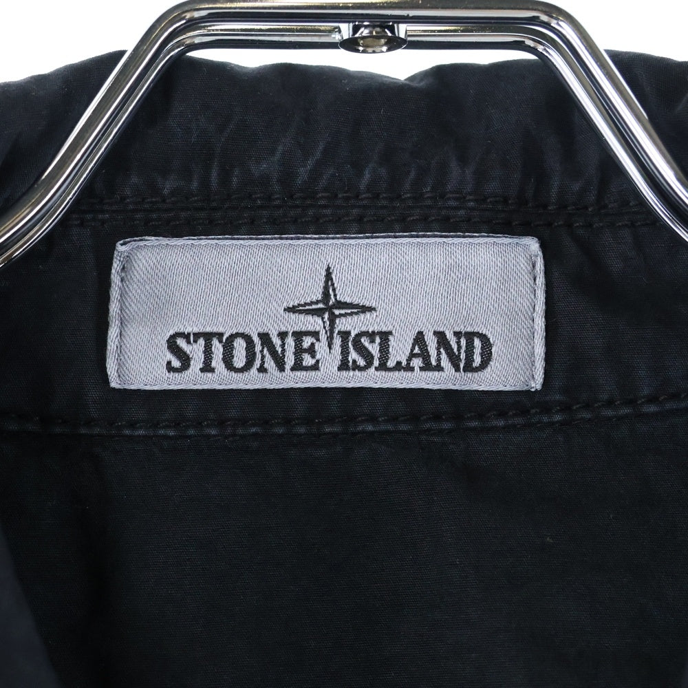 STONE ISLAND(ストーンアイランド) Cotton Canvas Shirt ブラッシュ加工 コットンキャンバスシャツ ブラック K1S151200029 S00WN