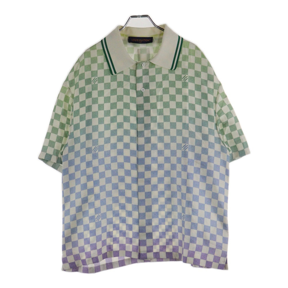 LOUIS VUITTON(ルイヴィトン) 25AW Multicolor Gradient Damier Silk Polo Shirt ダミエグラデーション シルク半袖シャツ グリーン RM252MV SHC HTS34W