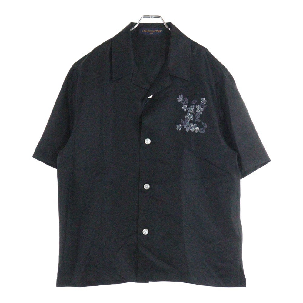 LOUIS VUITTON(ルイヴィトン) 25AW LV Flower Logo Silk Short Sleeve Shirt シルク半袖シャツ ブラック RM252M YJV HTS72W