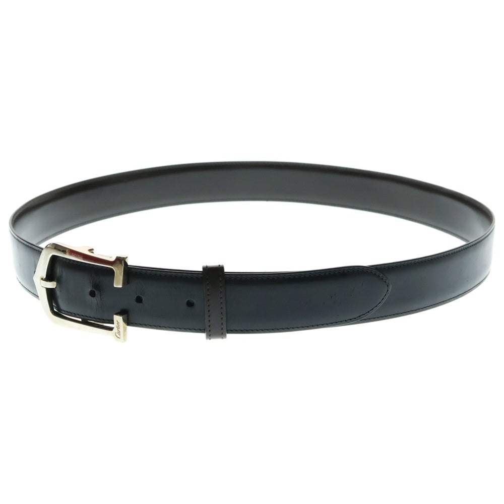 Cartier(カルティエ) C Alonger Leather Belt Cアロンジェ シルバーバックル リバーシブルベルト ブラック/ブラウン