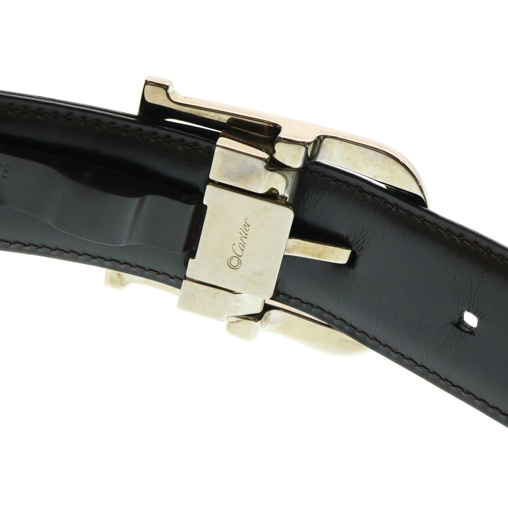 Cartier(カルティエ) C Alonger Leather Belt Cアロンジェ シルバーバックル リバーシブルベルト ブラック/ブラウン
