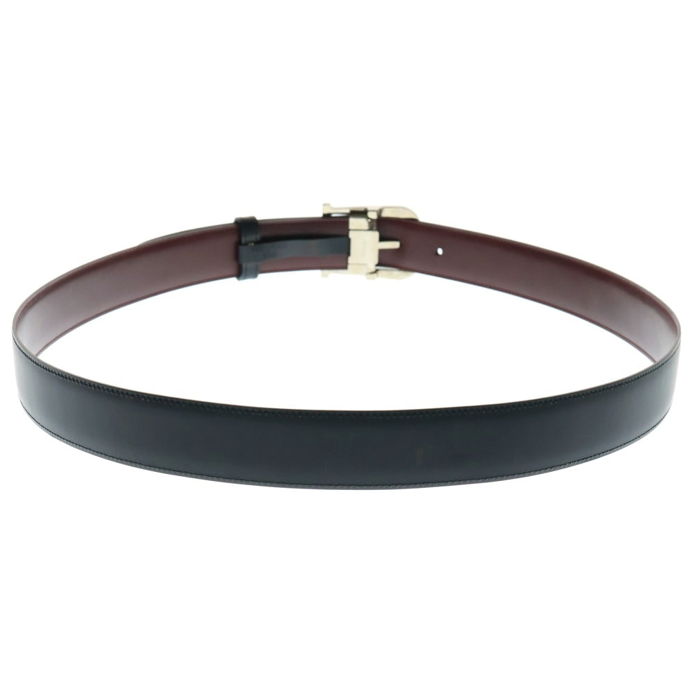 Cartier(カルティエ) C Alonger Leather Belt Cアロンジェ シルバーバックル リバーシブルベルト ブラック/バーガンディ