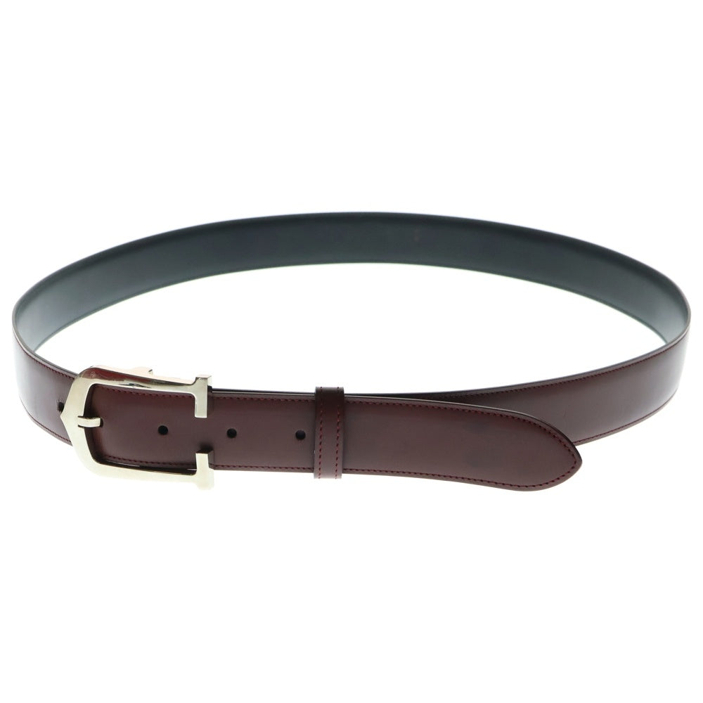 Cartier(カルティエ) C Alonger Leather Belt Cアロンジェ シルバーバックル リバーシブルベルト ブラック/バーガンディ