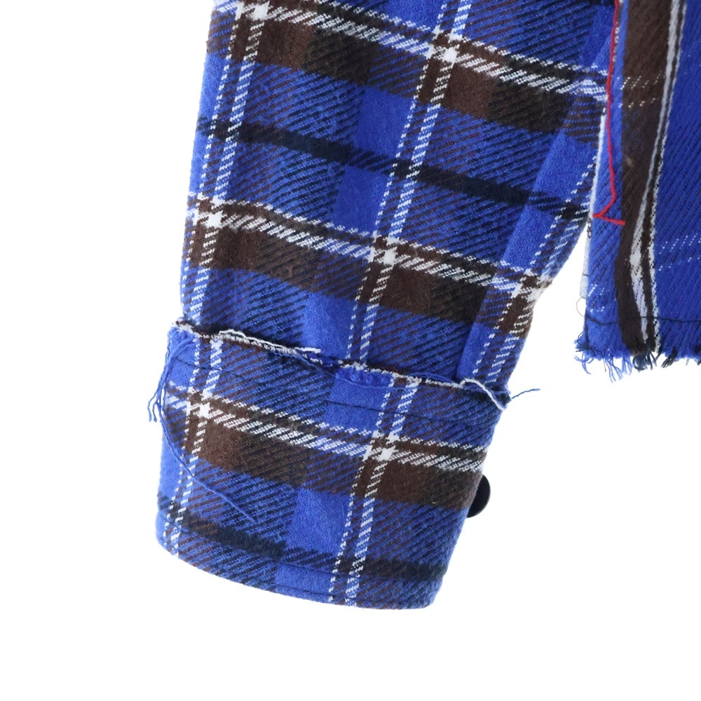 OFF-WHITE(オフホワイト) 18AW Check Reconstructed Shirt パッチワーク 長袖チェックシャツ ブルー OMGA072F18A27005