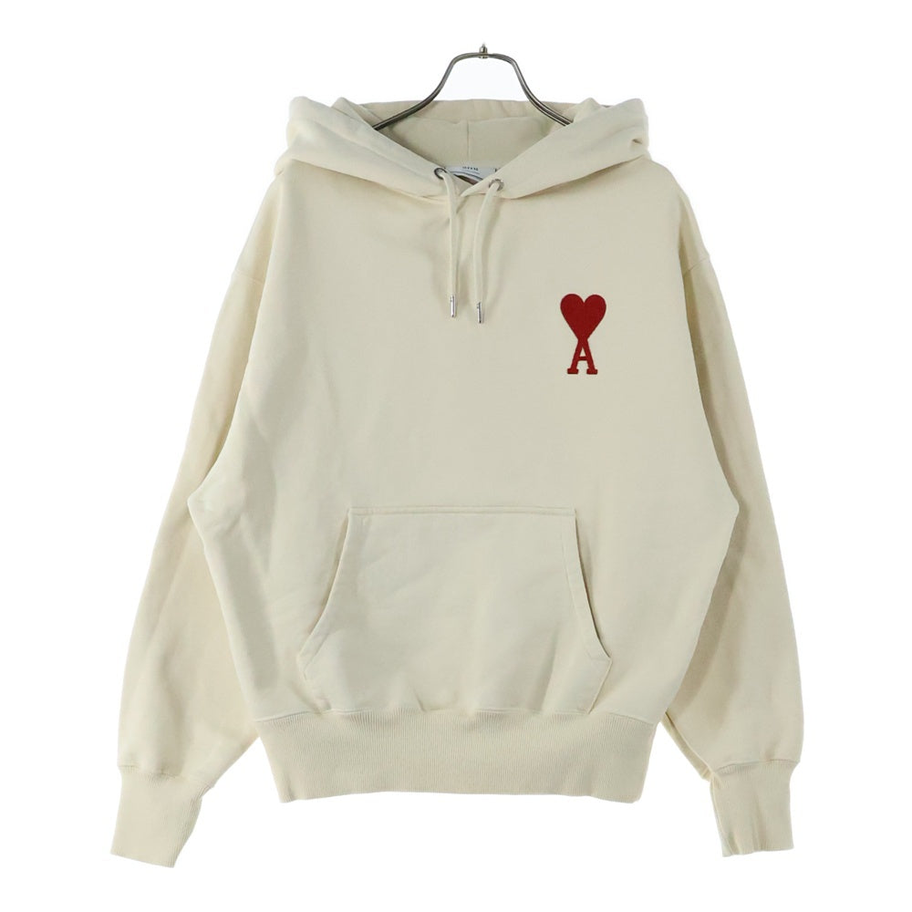 AMI Alexandre Mattiussi(アミアレクサンドルマテュッシ) Chain Stitch Hoodie ハートロゴ刺繍 プルオーバースウェットパーカー フーディー ベージュ H20HJ054.747
