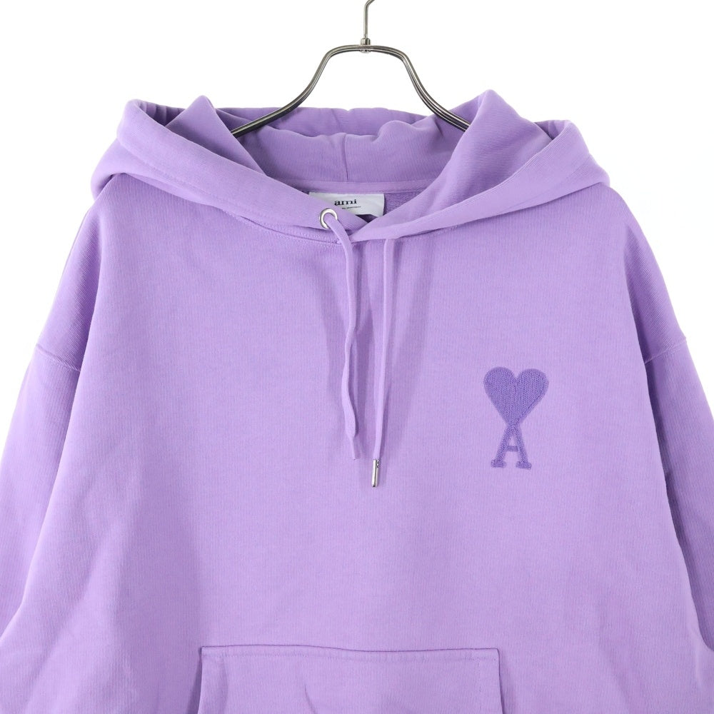 AMI Alexandre Mattiussi(アミアレクサンドルマテュッシ) Hoodie ハートロゴ刺繍 プルオーバースウェットパーカー フーディー パープル E21HJ058.747