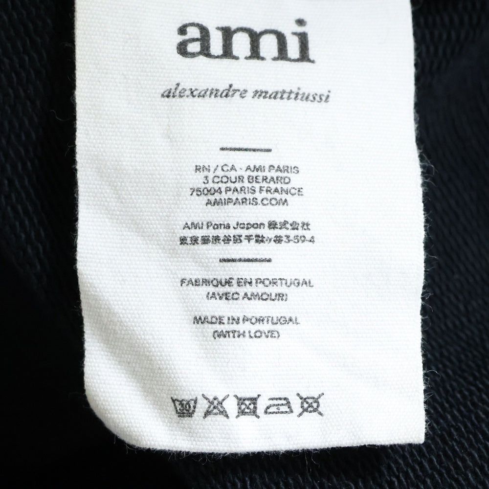 AMI Alexandre Mattiussi(アミアレクサンドルマテュッシ) Hoodie ハートロゴ刺繍 プルオーバースウェットパーカー フーディー ブラック E21HJ058.747