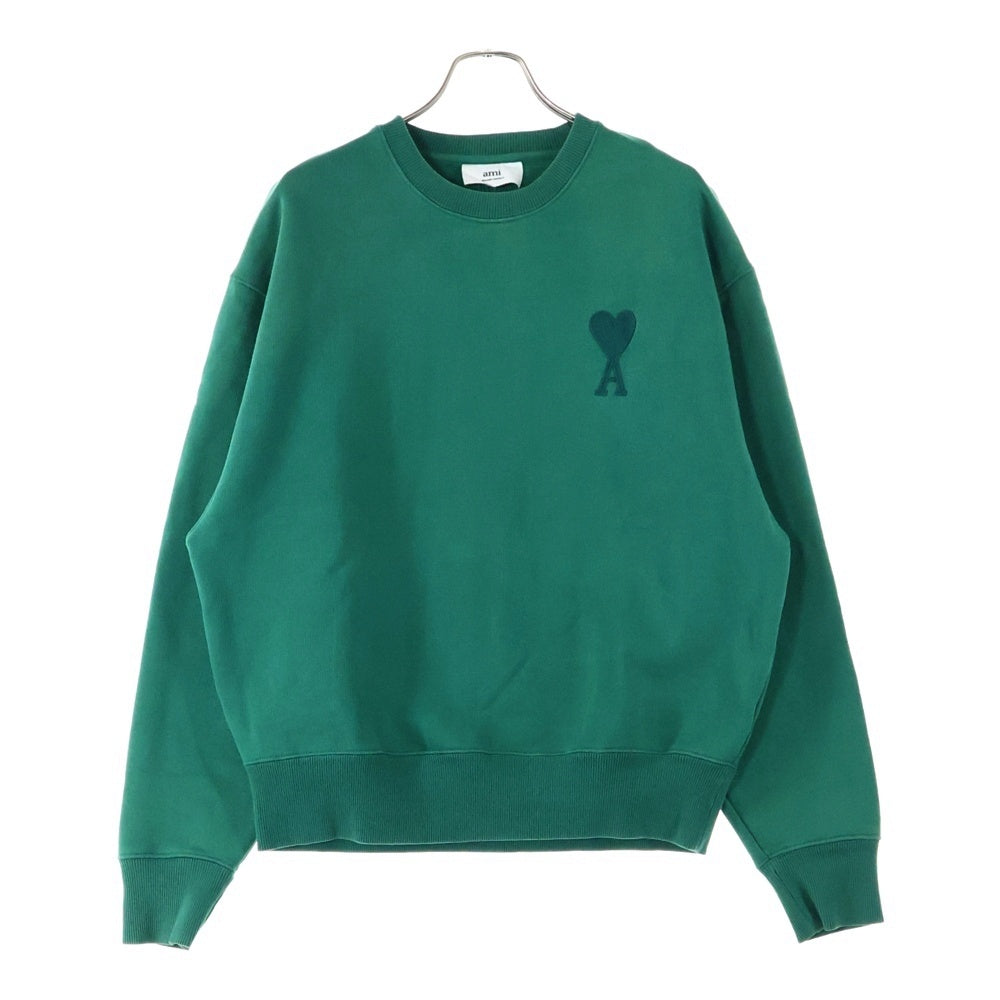 AMI Alexandre Mattiussi(アミアレクサンドルマテュッシ) Sweatshirt ハートロゴ刺繍 クルーネックスウェットトレーナー グリーン A21HJ008.730