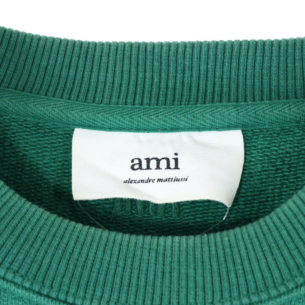 AMI Alexandre Mattiussi(アミアレクサンドルマテュッシ) Sweatshirt ハートロゴ刺繍 クルーネックスウェットトレーナー グリーン A21HJ008.730