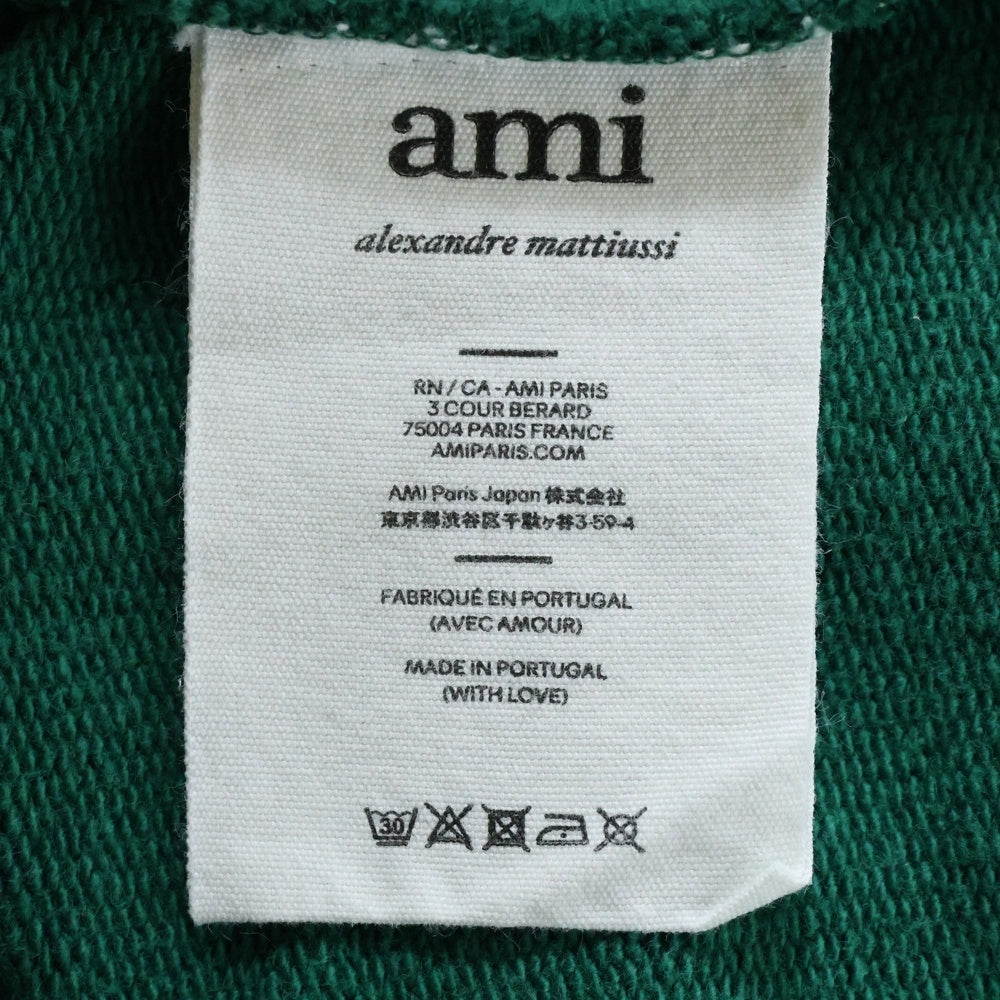 AMI Alexandre Mattiussi(アミアレクサンドルマテュッシ) Sweatshirt ハートロゴ刺繍 クルーネックスウェットトレーナー グリーン A21HJ008.730
