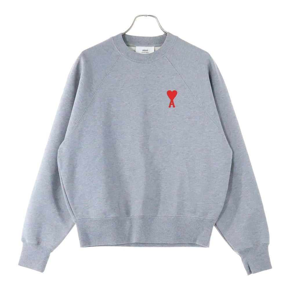 AMI Alexandre Mattiussi(アミアレクサンドルマテュッシ) Sweatshirt ハートロゴ刺繍 クルーネックスウェットトレーナー グレー USW004.747