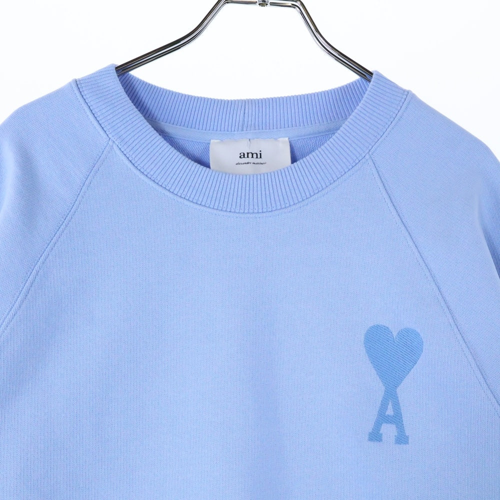 AMI Alexandre Mattiussi(アミアレクサンドルマテュッシ) Sweatshirt ハートロゴ刺繍 クルーネックスウェットトレーナー ブルー E22USW002.747