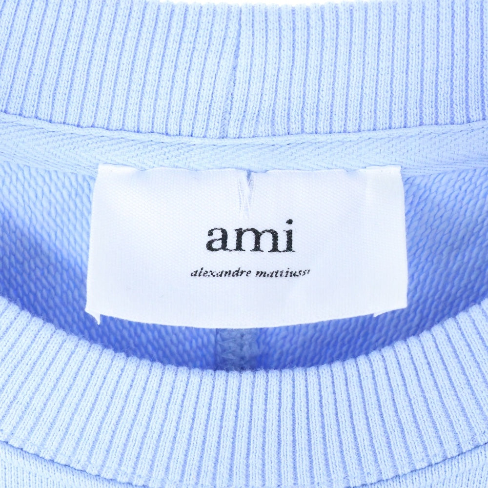 AMI Alexandre Mattiussi(アミアレクサンドルマテュッシ) Sweatshirt ハートロゴ刺繍 クルーネックスウェットトレーナー ブルー E22USW002.747