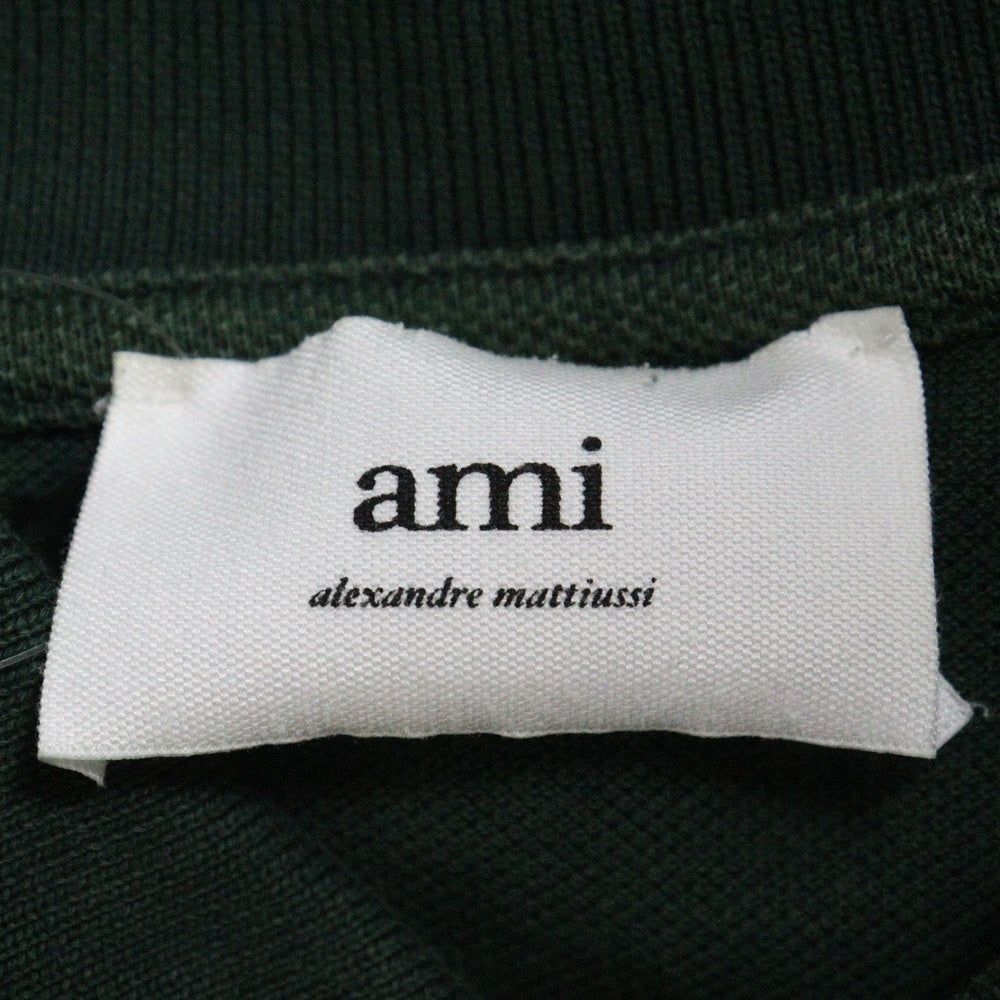 AMI Alexandre Mattiussi(アミアレクサンドルマテュッシ) Polo Shirt ハートロゴ刺繍 半袖ポロシャツ グリーン E22HPL001.760