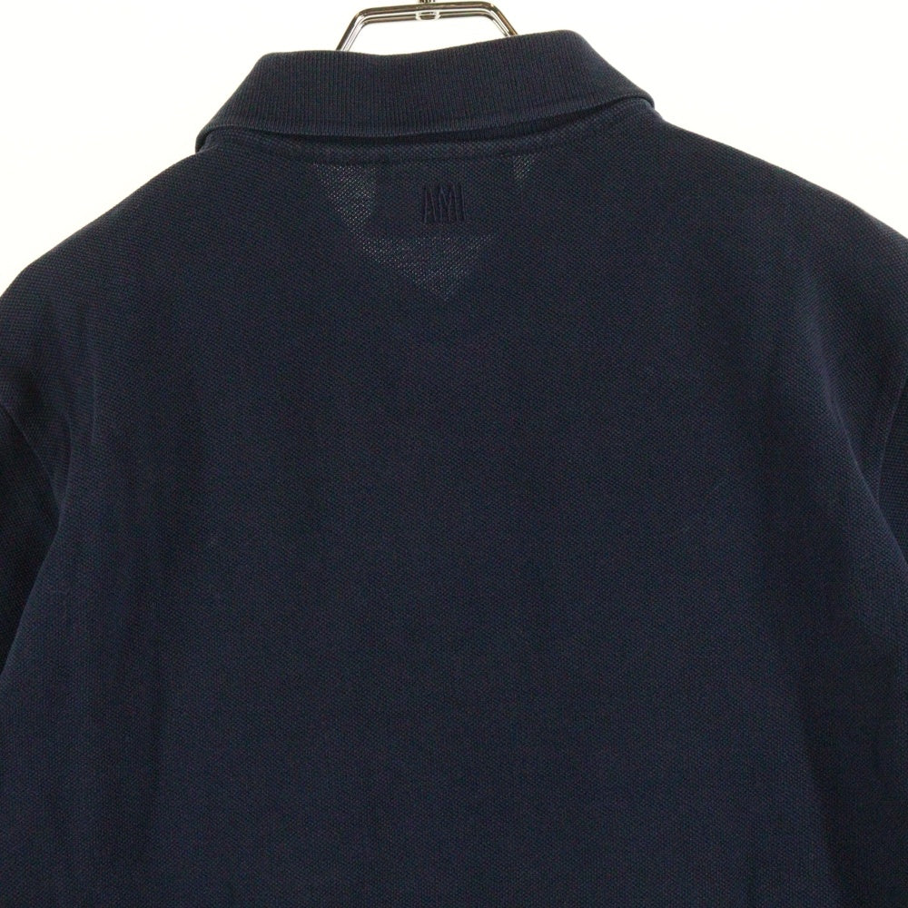AMI Alexandre Mattiussi(アミアレクサンドルマテュッシ) Polo Shirt ハートロゴ刺繍 半袖ポロシャツ ネイビー E22HPL001.760