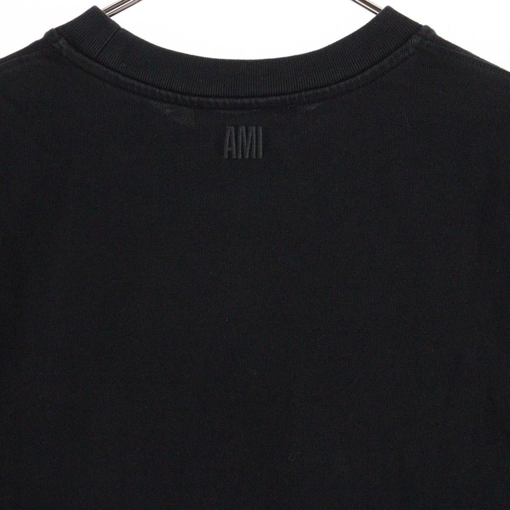 AMI Alexandre Mattiussi(アミアレクサンドルマテュッシ) AMI DE COEUR T-Shirt ハートロゴ刺繍 半袖Tシャツ ブラック UTS004.726