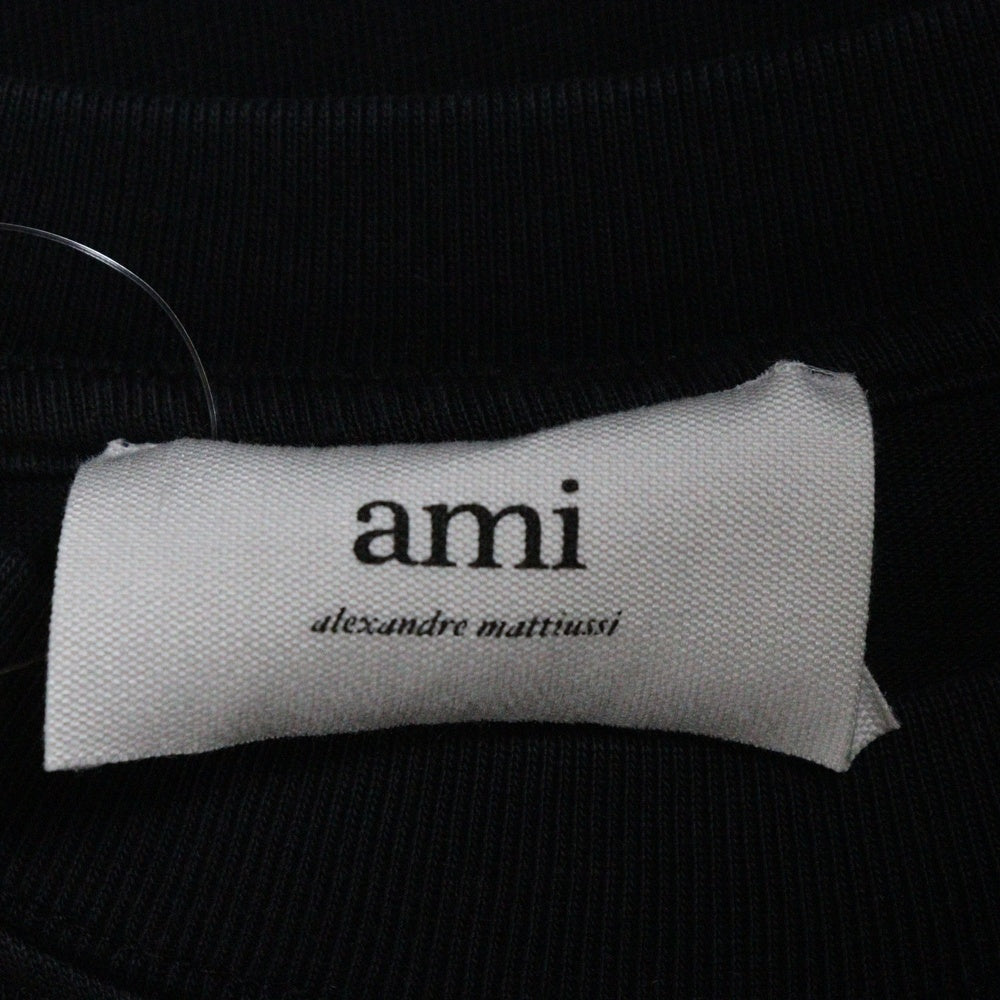 AMI Alexandre Mattiussi(アミアレクサンドルマテュッシ) AMI DE COEUR T-Shirt ハートロゴ刺繍 半袖Tシャツ ブラック UTS004.726