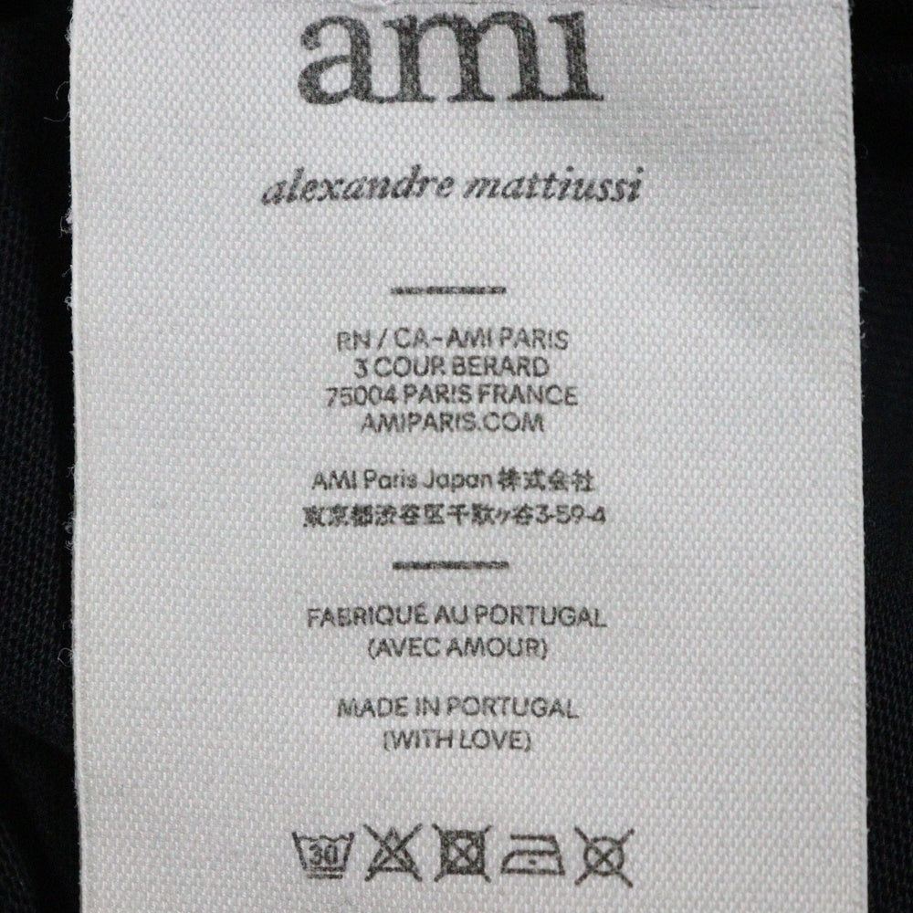 AMI Alexandre Mattiussi(アミアレクサンドルマテュッシ) AMI DE COEUR T-Shirt ハートロゴ刺繍 半袖Tシャツ ブラック UTS004.726