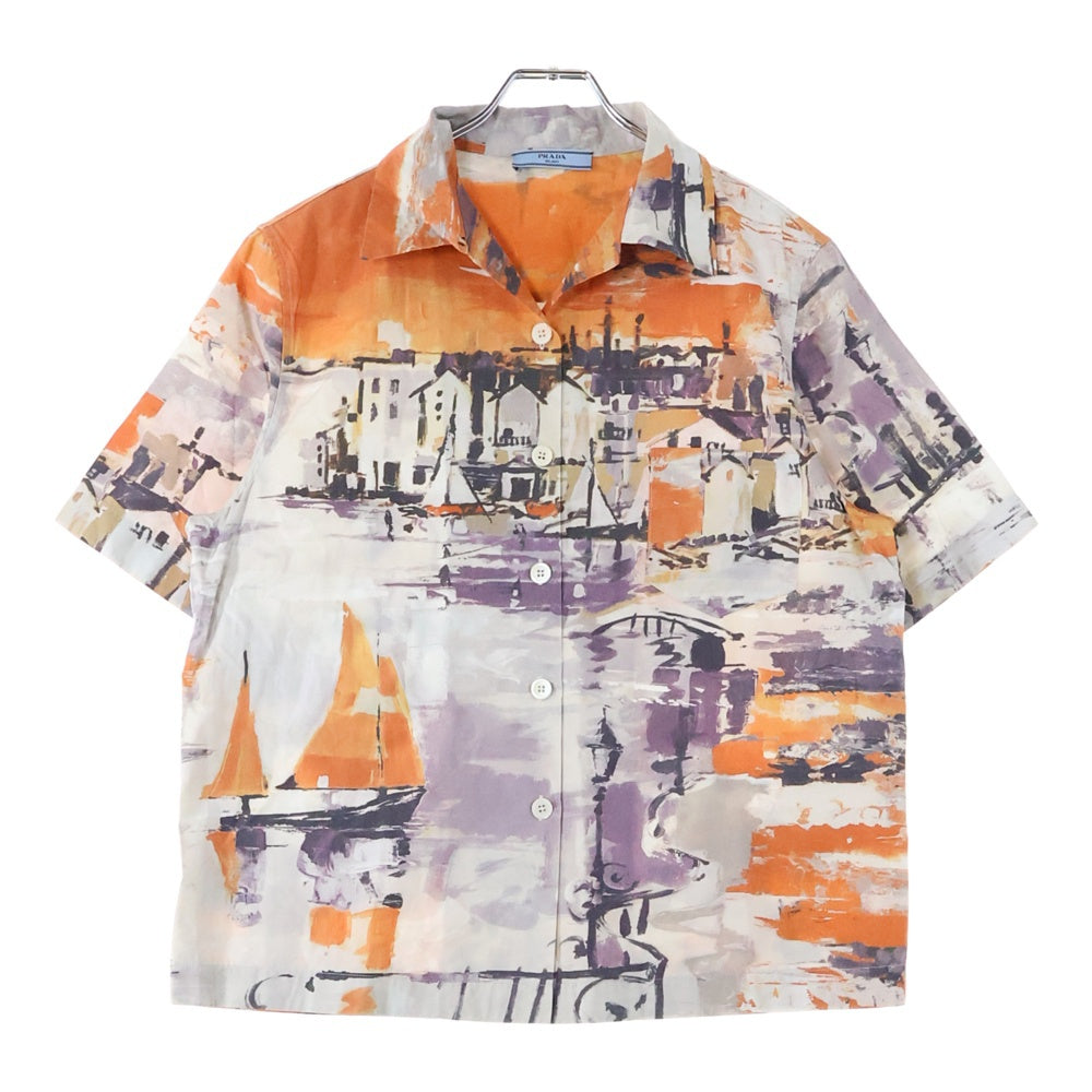 PRADA(プラダ) Landscape Shirt 総柄半袖シャツ レディース オレンジ P431B S162 1PF7