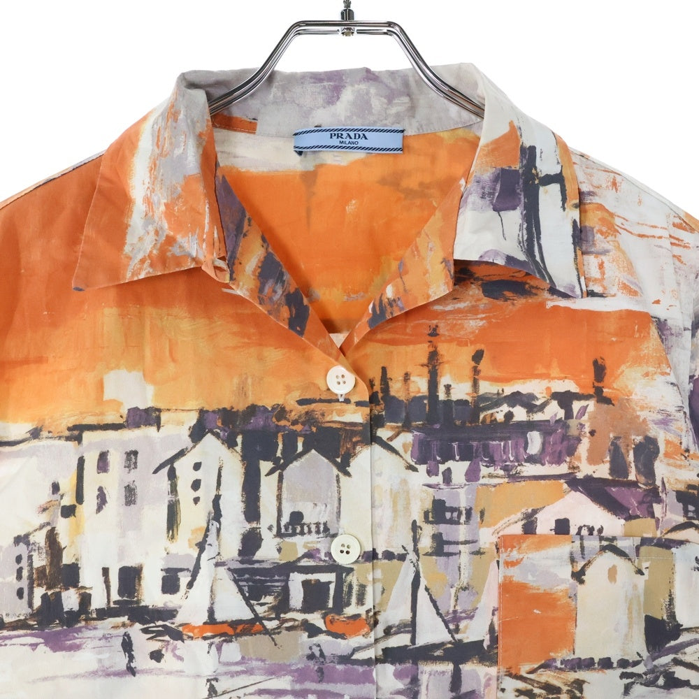 PRADA(プラダ) Landscape Shirt 総柄半袖シャツ レディース オレンジ P431B S162 1PF7