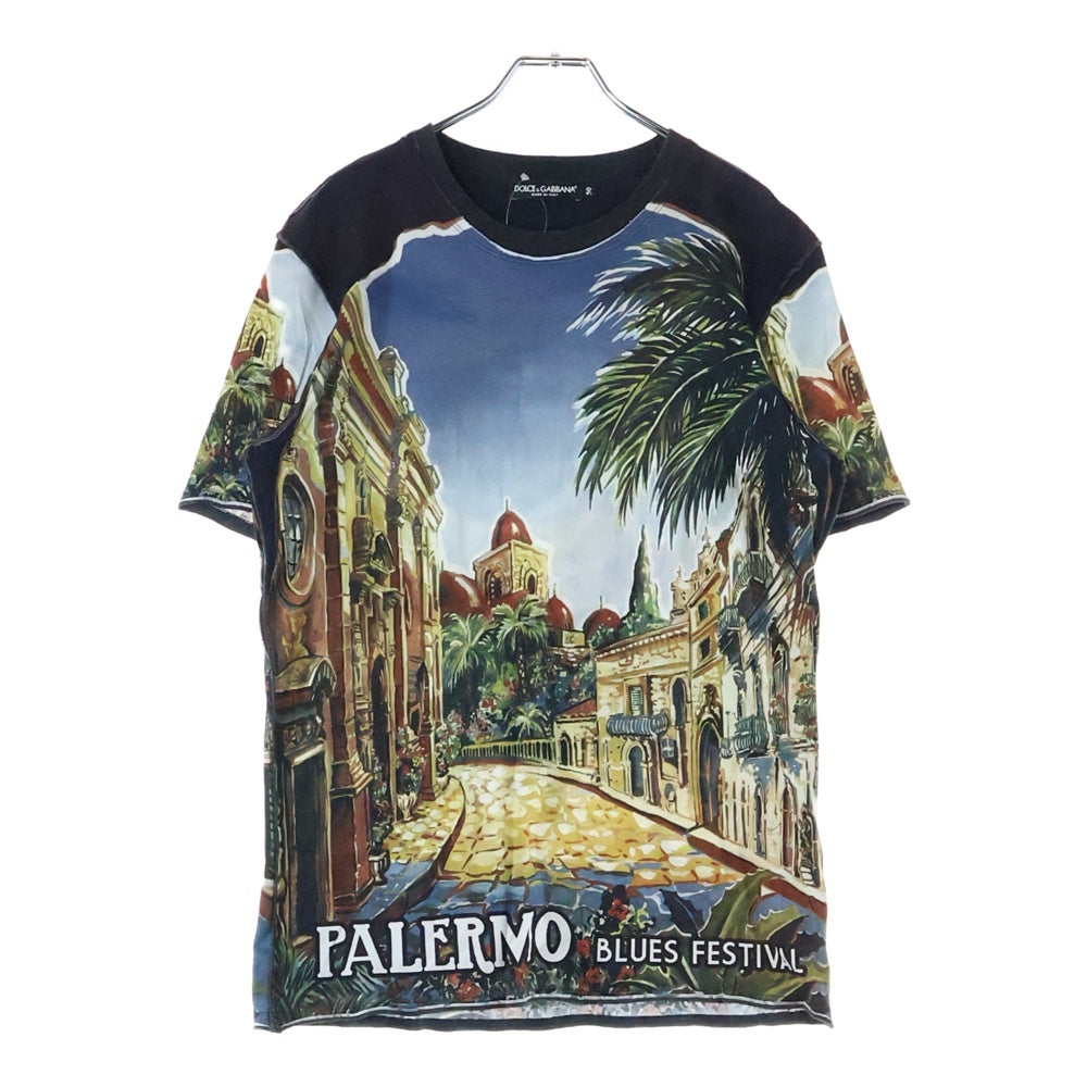 DOLCE & GABBANA(ドルチェアンドガッバーナ) PALEMO BLUES FESTIVAL 総柄半袖Tシャツ マルチ G8HC7T HP7DA
