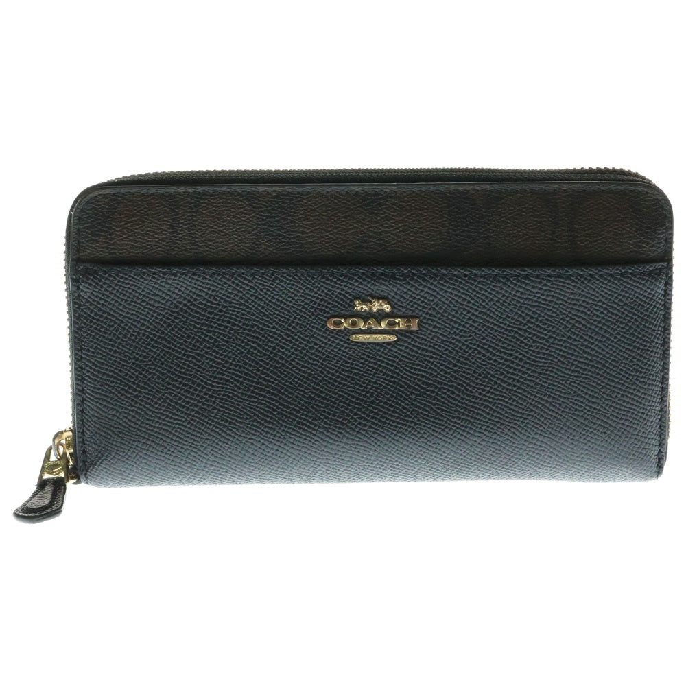 COACH(コーチ) シグネチャー ラウンドファスナー ウォレット 長財布 ブラック