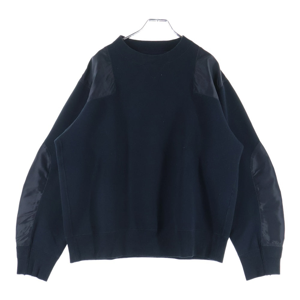 Sacai(サカイ) 24AW Sponge Sweat Pullover スポンジスウェットプルオーバー ナイロン切替スウェットトレーナー 24-03567M ブラック