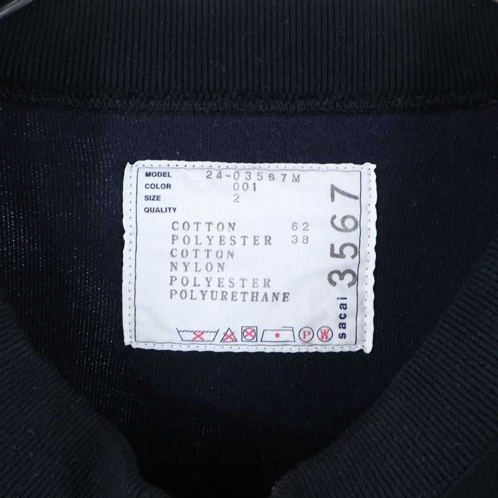 Sacai(サカイ) 24AW Sponge Sweat Pullover スポンジスウェットプルオーバー ナイロン切替スウェットトレーナー 24-03567M ブラック
