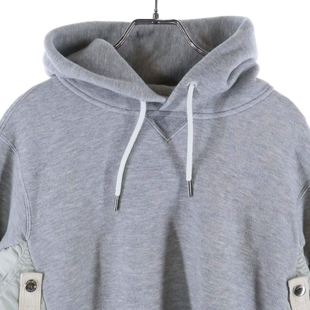 Sacai(サカイ) 22AW Sponge Sweat × Ma-1 Pull Over Hoodie スポンジスウェットプルオーバーフーディー SCM-044 グレー