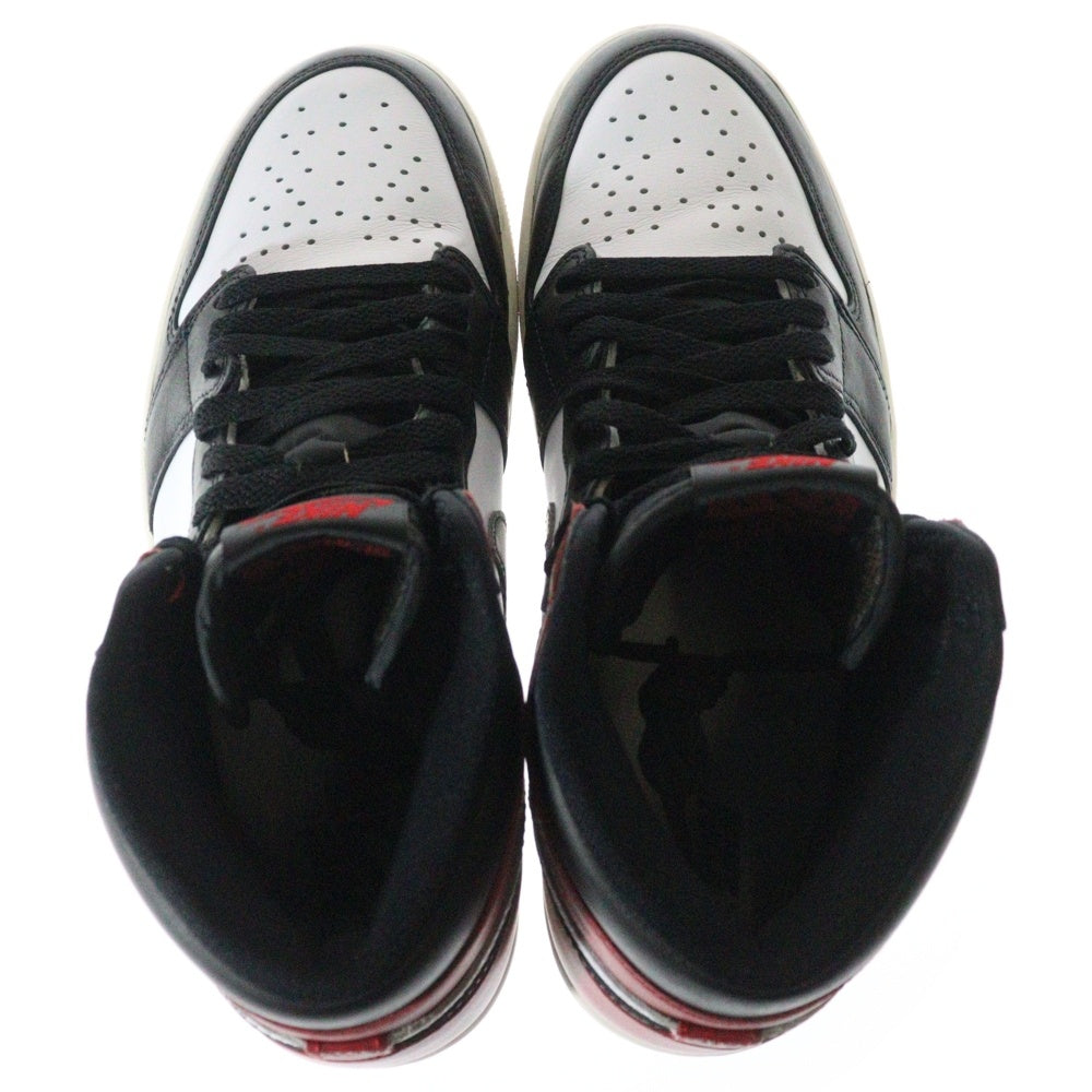 NIKE(ナイキ) AIR JORDAN1 RETRO HIGH OG エアジョーダン1 ブラックトゥリイマジンド つま黒 ハイカットスニーカー ブラック/ホワイト/レッド US9.5/27.5cm DZ5485-106
