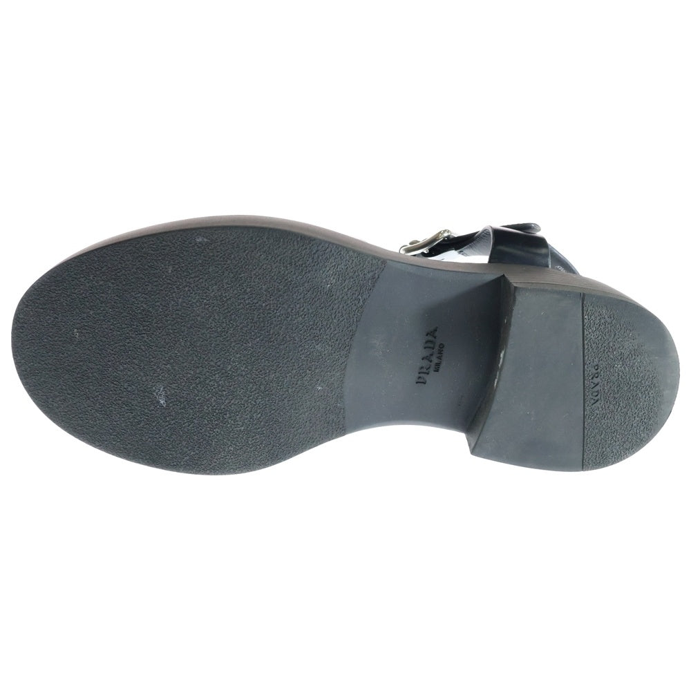 PRADA(プラダ) Sandals トライアングルロゴ フィッシャーマン レザーサンダル ブラック 2X3084