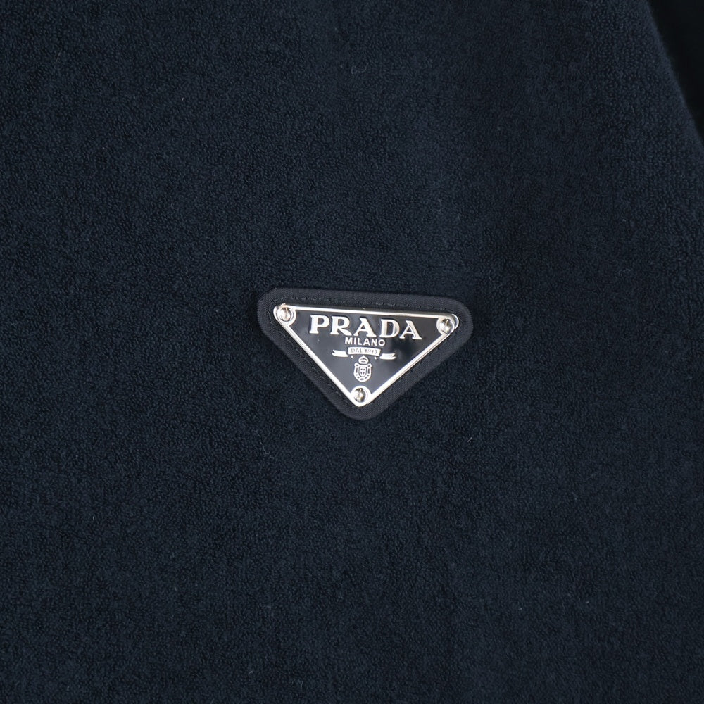 PRADA(プラダ) Terry-Cloth Logo Patch Polo Shirt トライアングルロゴ テリー 半袖ポロシャツ ブラック UJN848