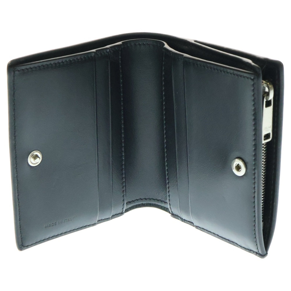 CELINE(セリーヌ) エンボスレザートリオンフコンパクトミニウォレット 二つ折り財布 10E493F ブラック